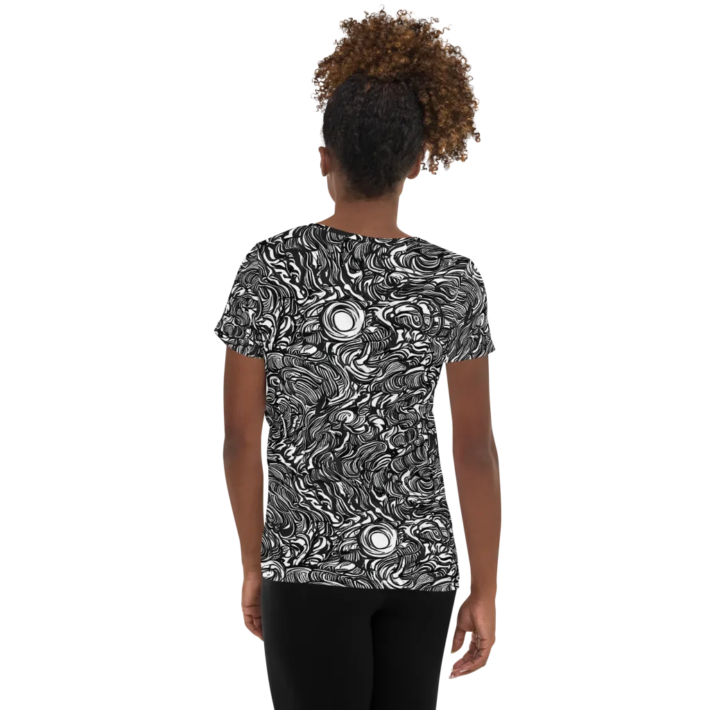Monochrome Torrent on Women's Athletic T-Shirt — Back