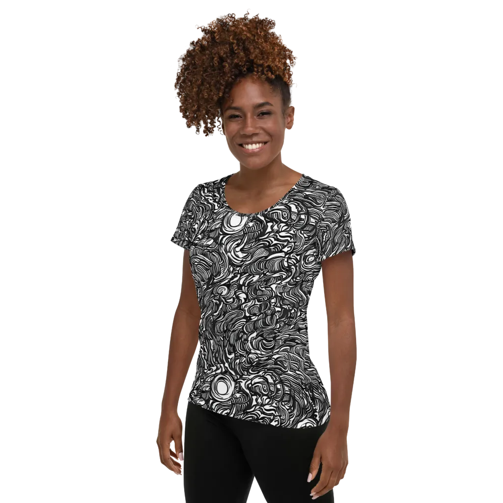 Monochrome Torrent on Women's Athletic T-Shirt — Left
