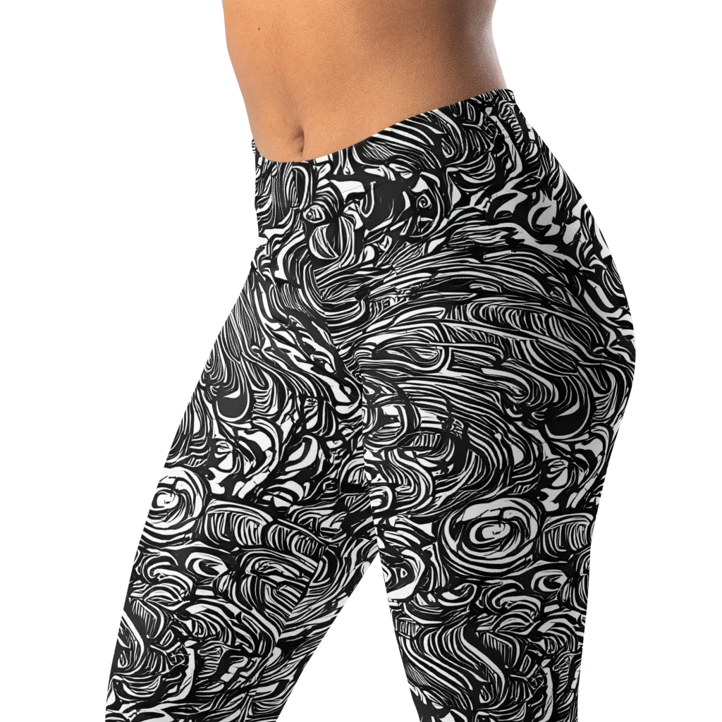 Monochrome Torrent on Leggings — Left Front
