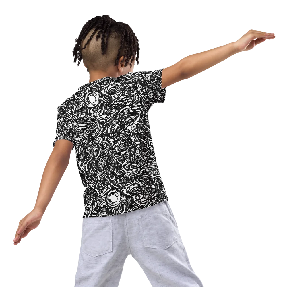 Monochrome Torrent on Kids Crew Neck T-Shirt — Back