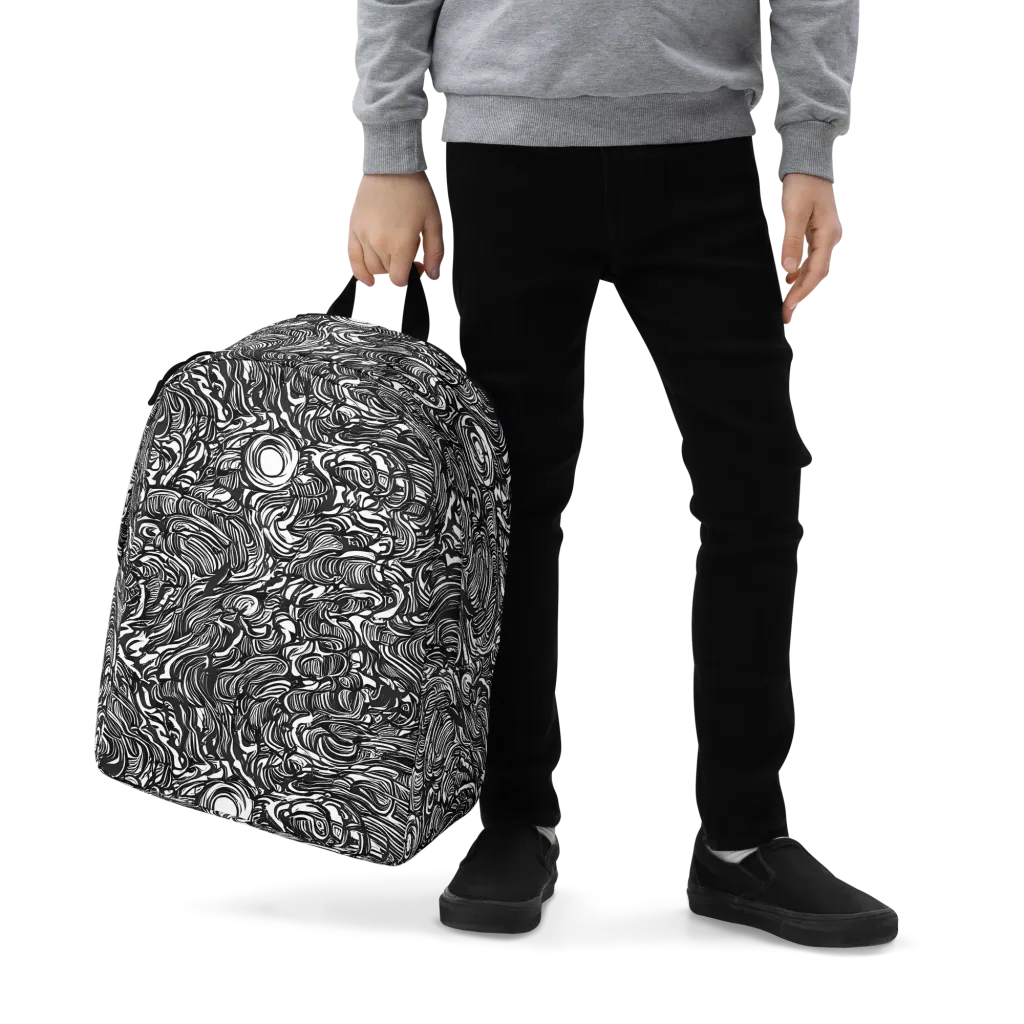 Monochrome Torrent on Minimalist Backpack — Zoomed-in