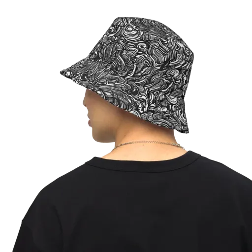 Monochrome Torrent on a Reversible Bucket Hat