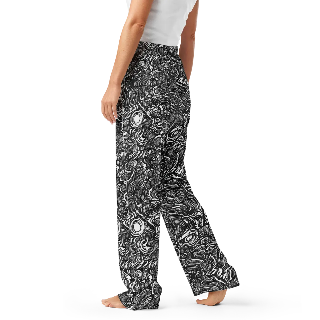 Monochrome Torrent on Women's Pajama Pants — Left