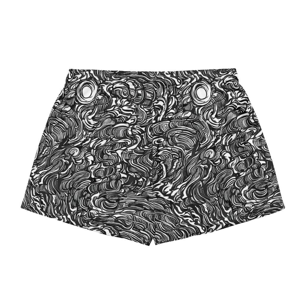 Monochrome Torrent on Women's Pajama Shorts — Back