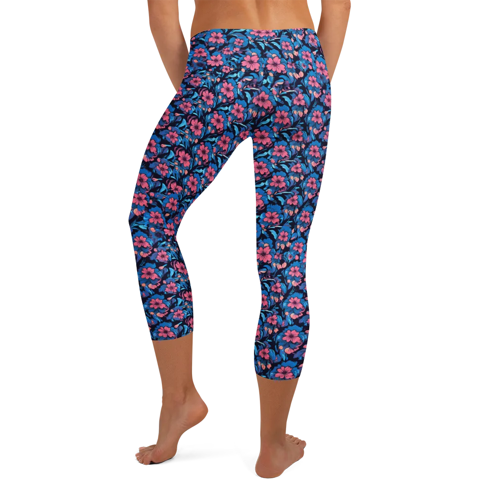 Neon Nightgarden on Capri Leggings — Back