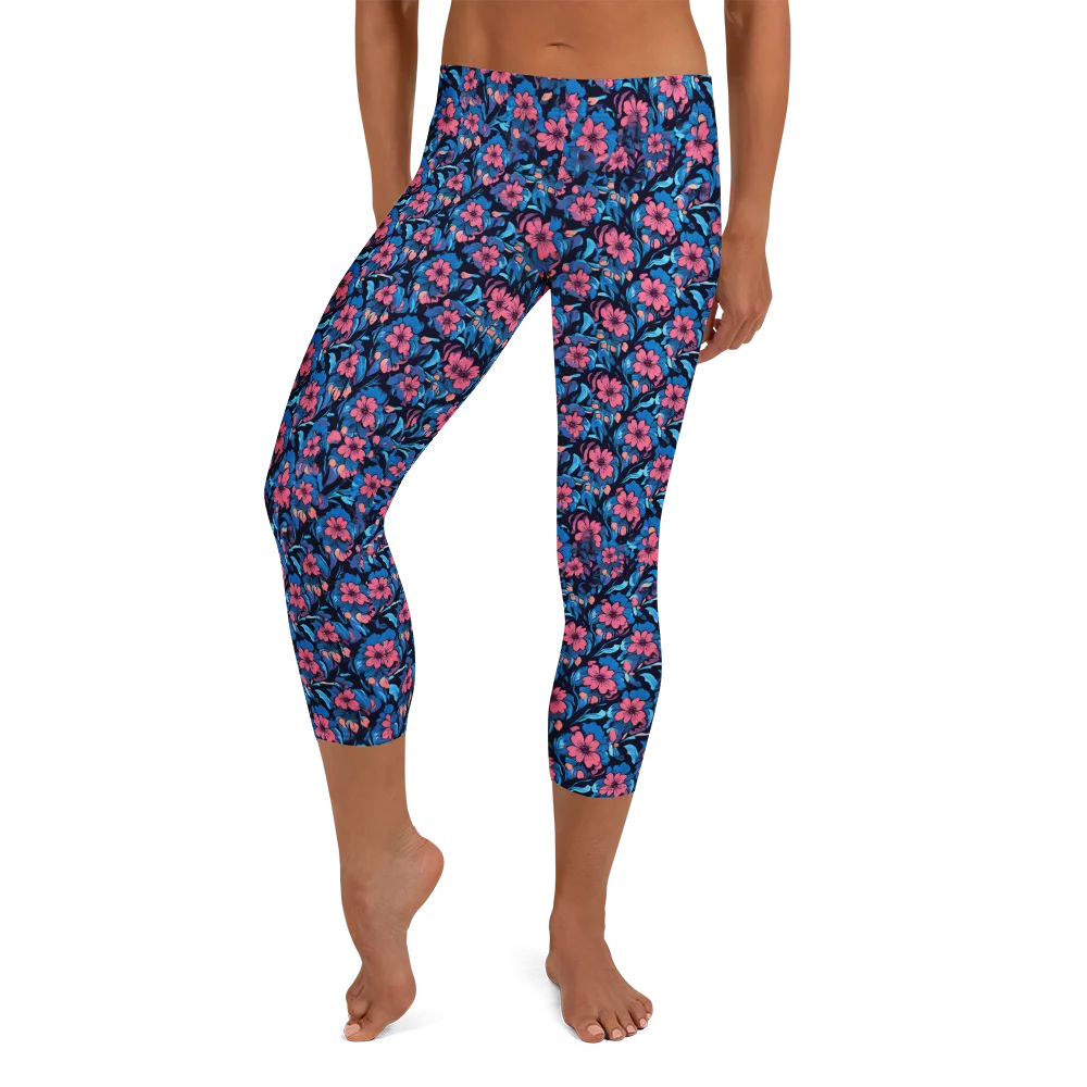 Neon Nightgarden on Capri Leggings — Front