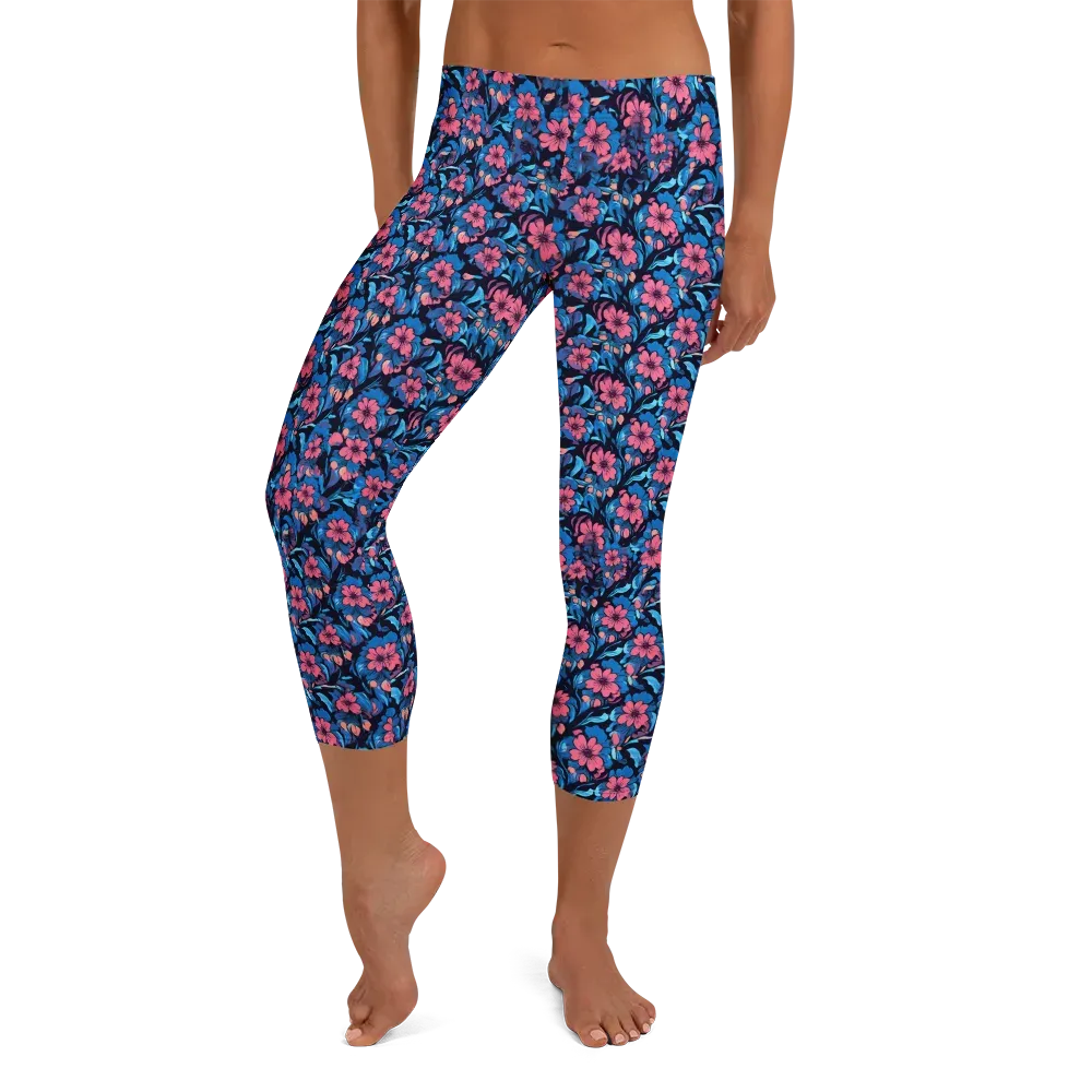 Neon Nightgarden on Capri Leggings — Front