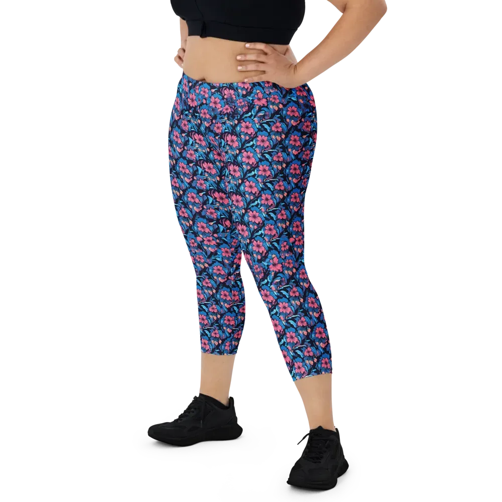 Neon Nightgarden on Capri Leggings — Front
