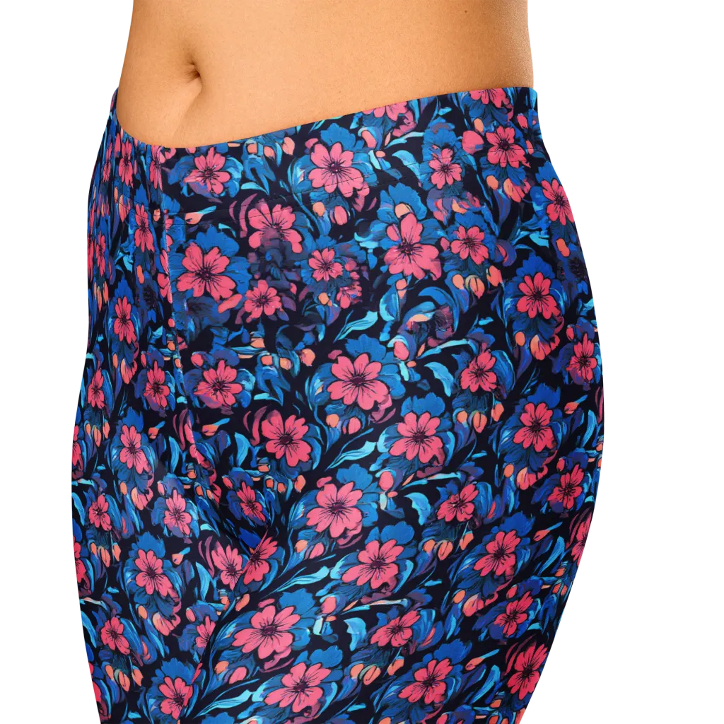 Neon Nightgarden on Capri Leggings — Zoomed-in
