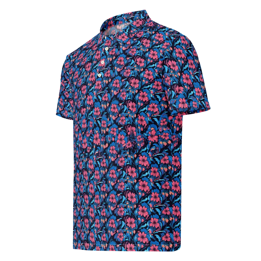 Neon Nightgarden on Men's Slim Fit Polo Shirt — Left Front