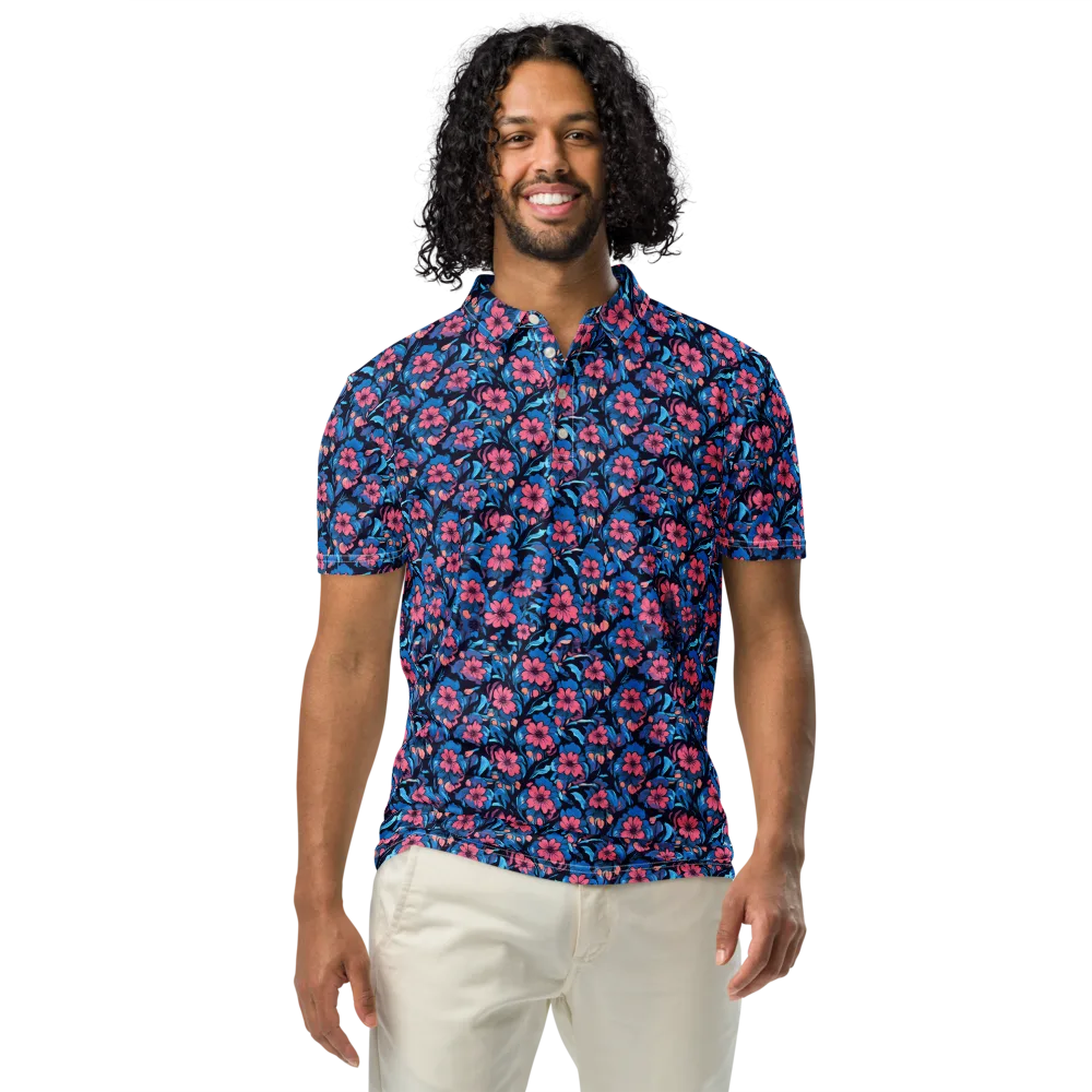 Neon Nightgarden on Men's Slim Fit Polo Shirt — Front