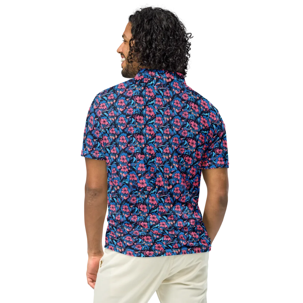Neon Nightgarden on Men's Slim Fit Polo Shirt — Back