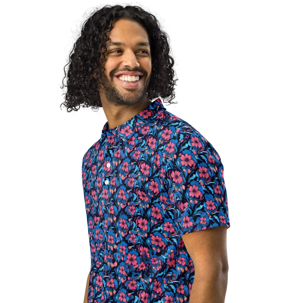Neon Nightgarden on Men's Slim Fit Polo Shirt — Left Front