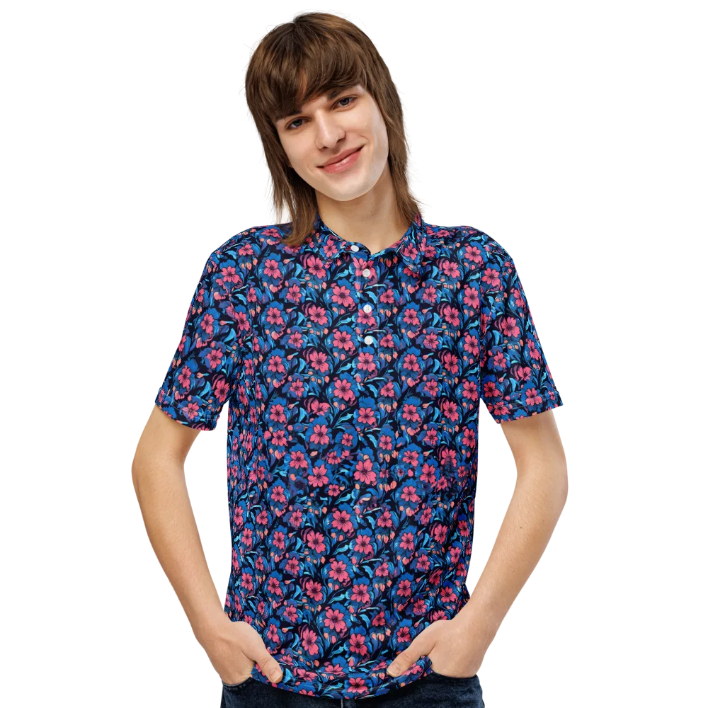 Neon Nightgarden on Men's Slim Fit Polo Shirt — Front