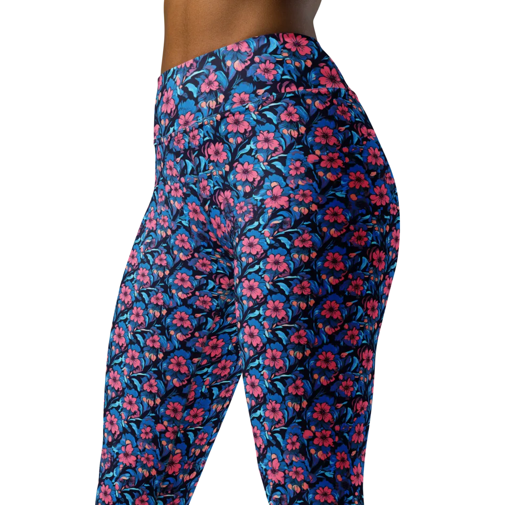 Neon Nightgarden on Yoga Leggings — Left Front