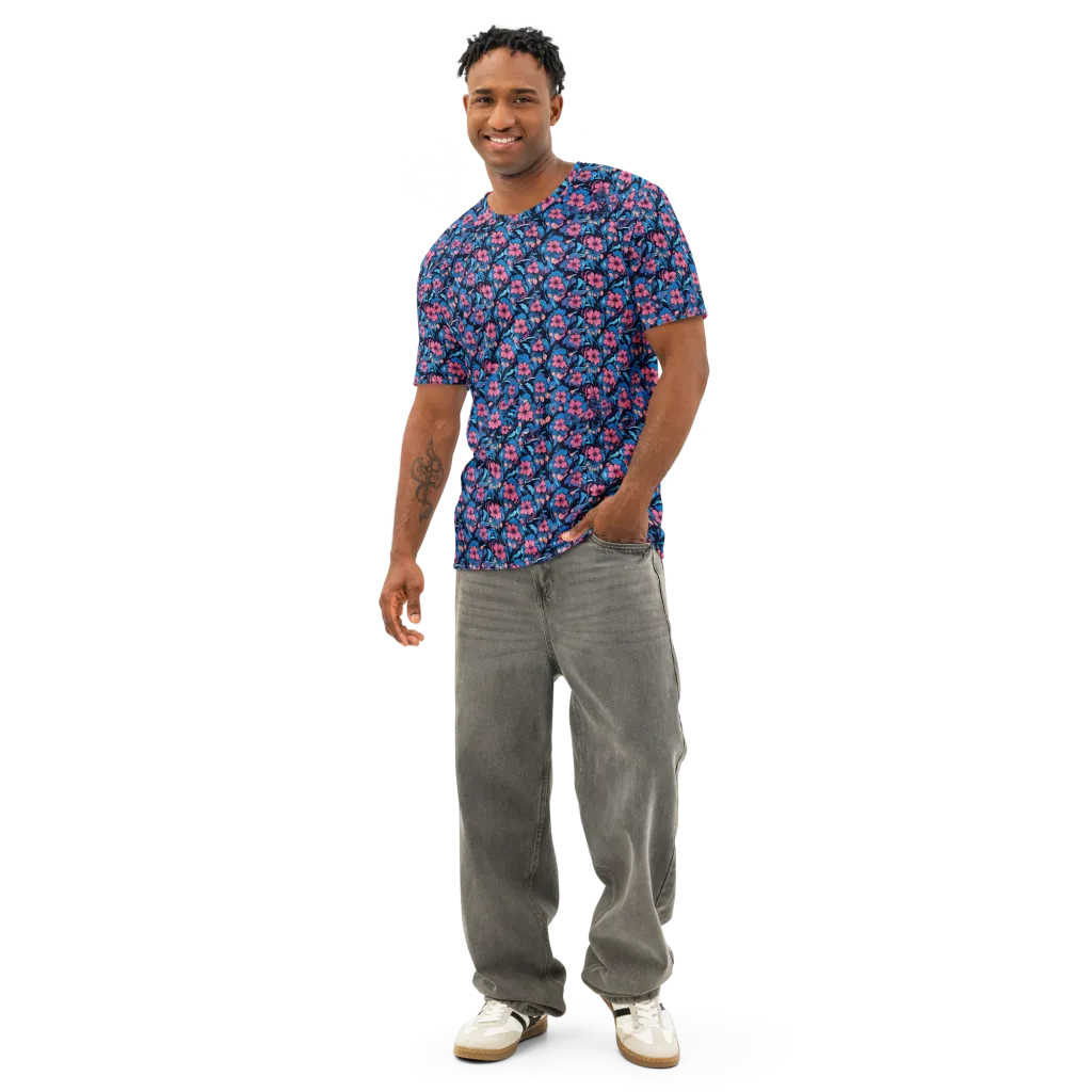 Neon Nightgarden on Men's Cotton Crew Neck T-Shirt — Front