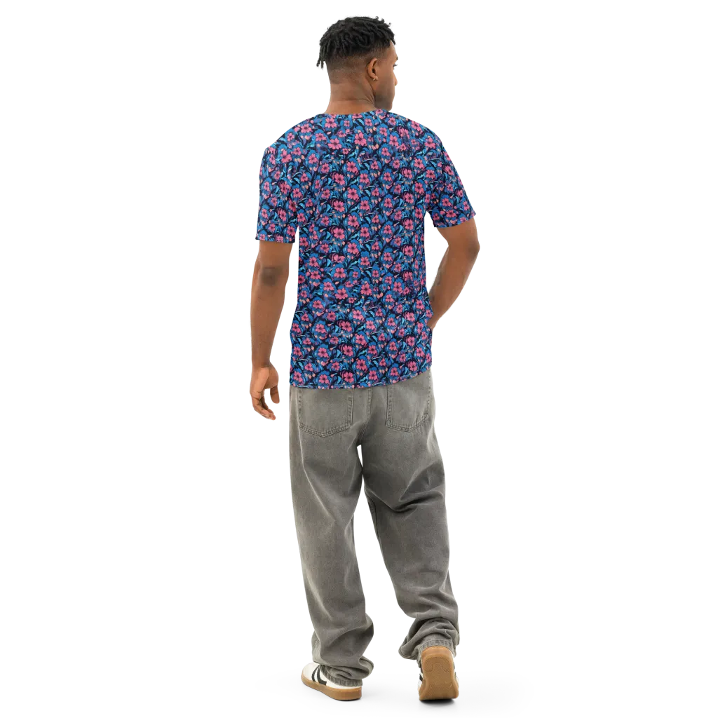 Neon Nightgarden on Men's Cotton Crew Neck T-Shirt — Back