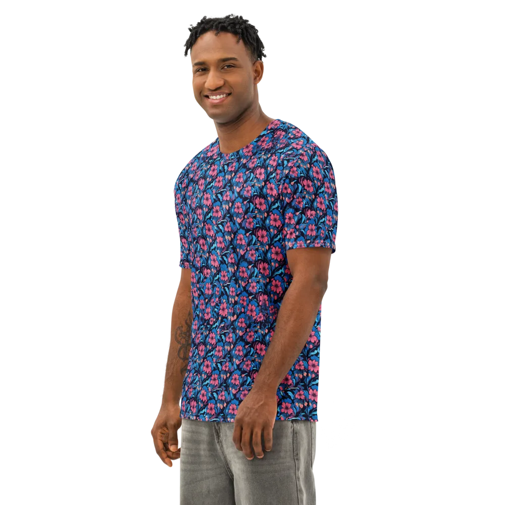 Neon Nightgarden on Men's Cotton Crew Neck T-Shirt — Left Front