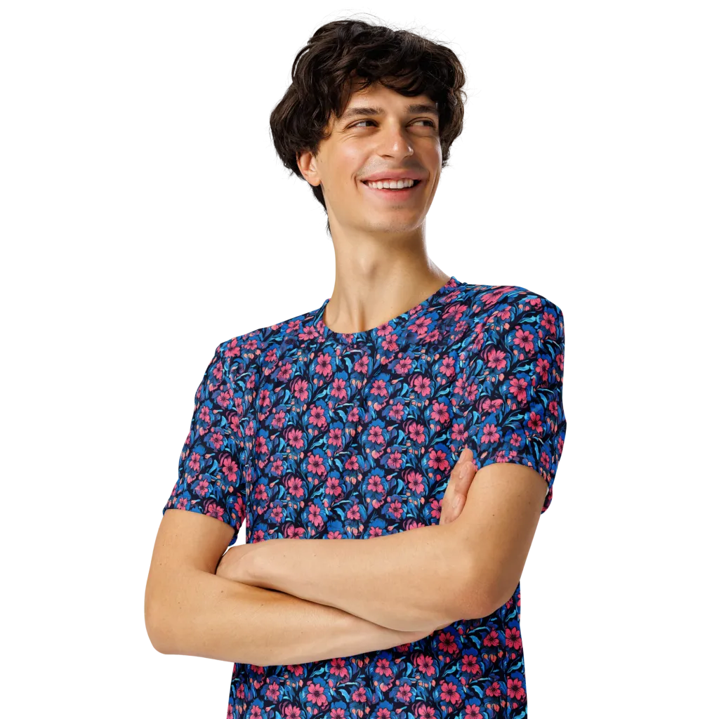 Neon Nightgarden on Men's Crew Neck T-Shirt — Left Front