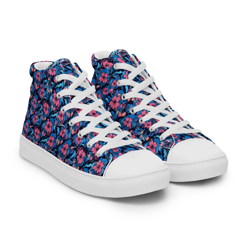 Neon Nightgarden on Men's High Top Canvas Shoes — Right Front