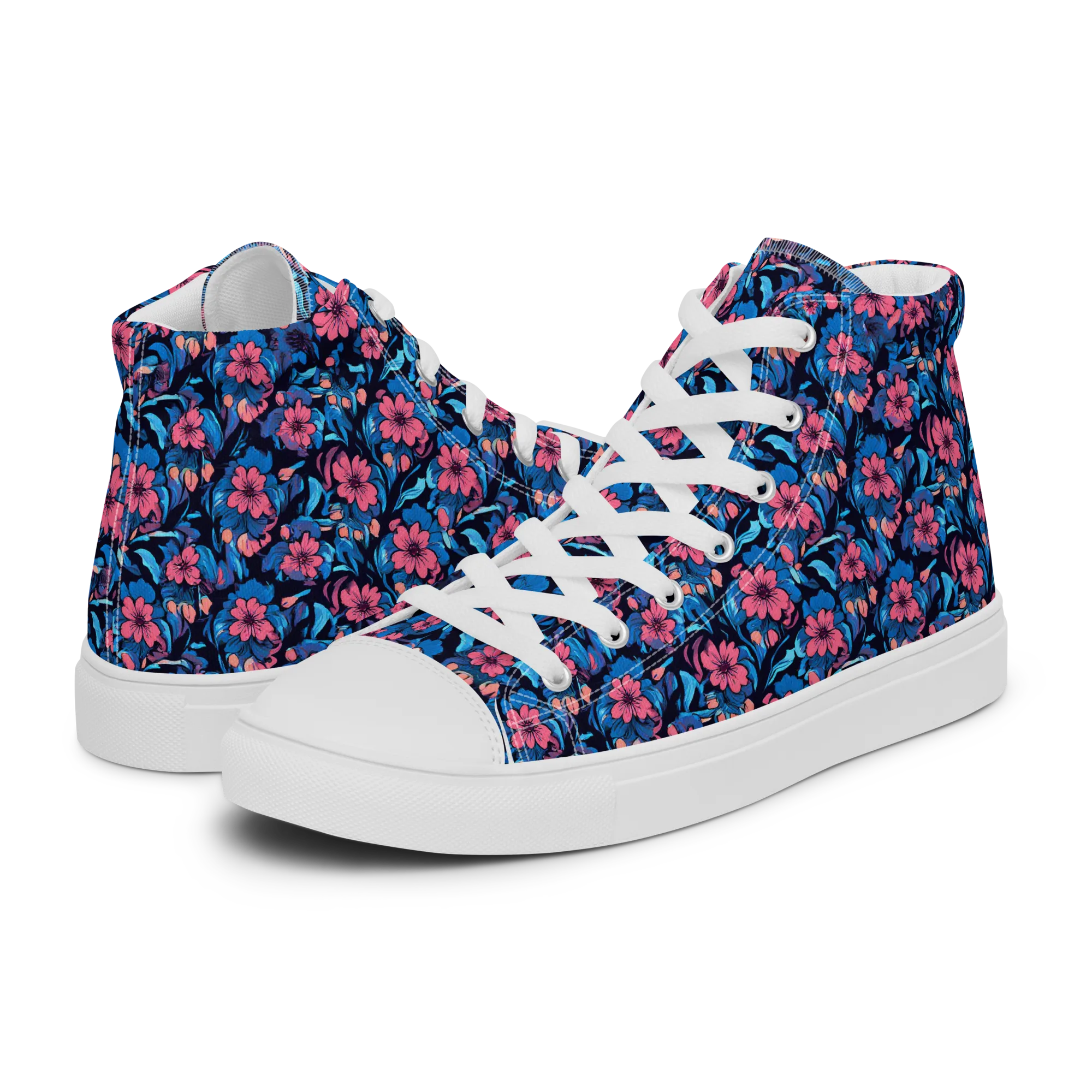 Neon Nightgarden on Men's High Top Canvas Shoes — Left