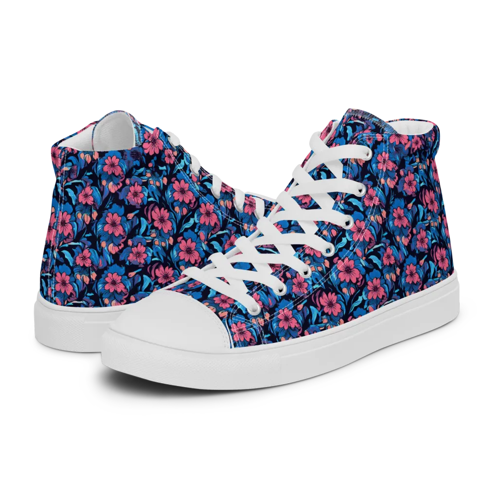 Neon Nightgarden on Men's High Top Canvas Shoes — Left