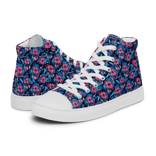 Neon Nightgarden on a Men's High Top Canvas Shoes