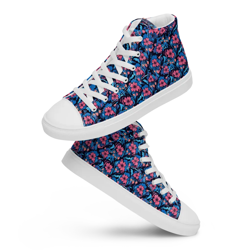 Neon Nightgarden on Men's High Top Canvas Shoes — Front