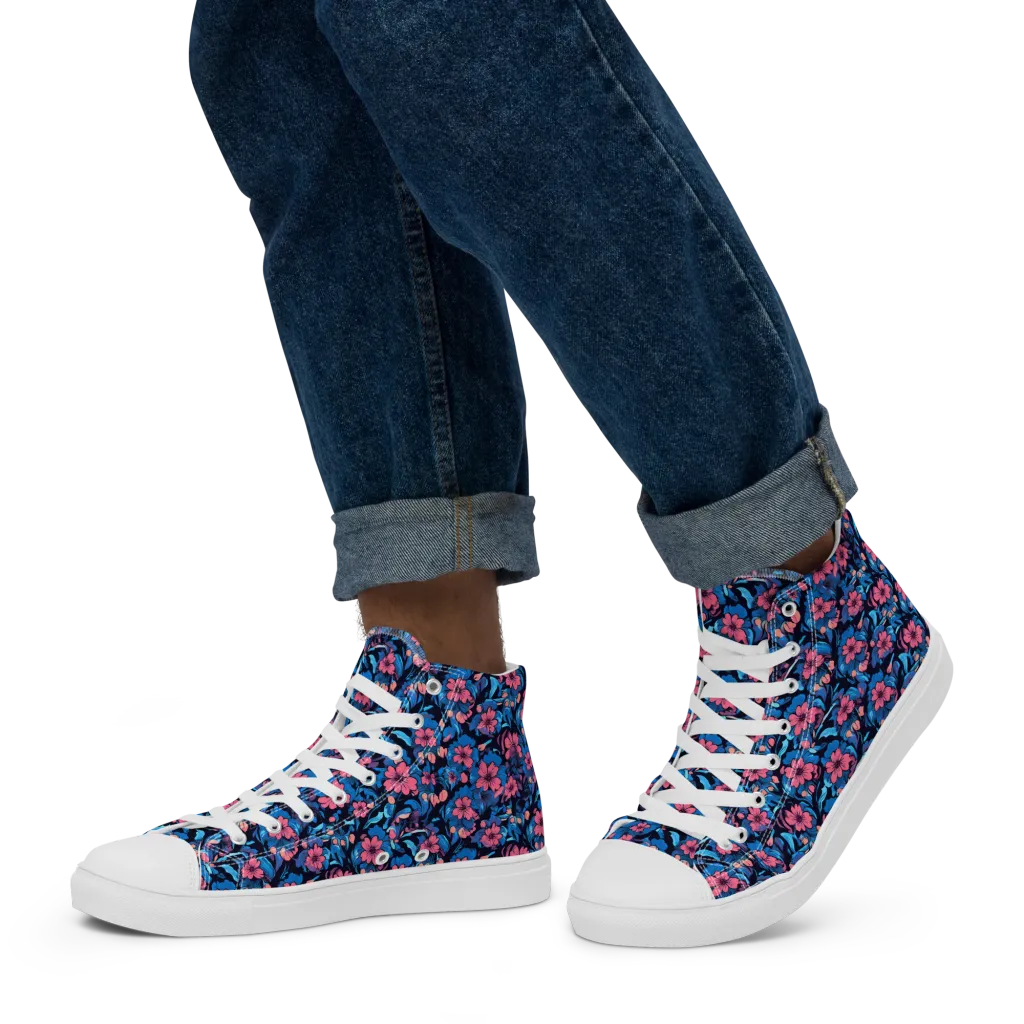 Neon Nightgarden on Men's High Top Canvas Shoes — Left