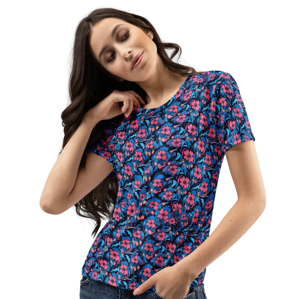 Neon Nightgarden on Women's Crew Neck T-Shirt — Left Front
