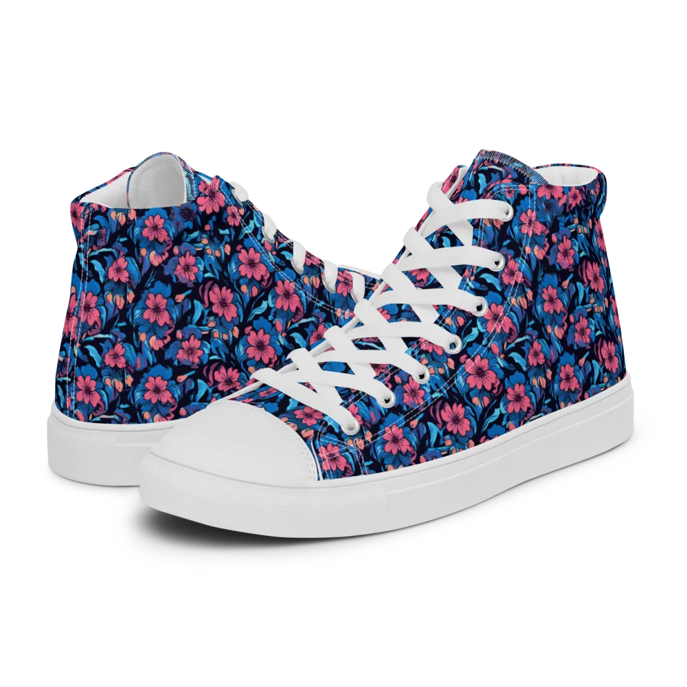 Neon Nightgarden on Women's High Top Canvas Shoes — Left