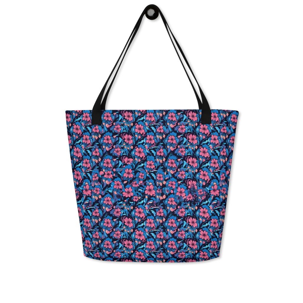 Neon Nightgarden on Large Tote Bag W/ Pocket — Front