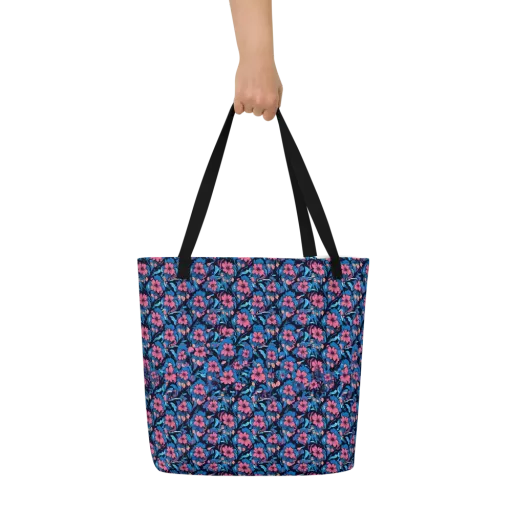 Neon Nightgarden on a Large Tote Bag W/ Pocket