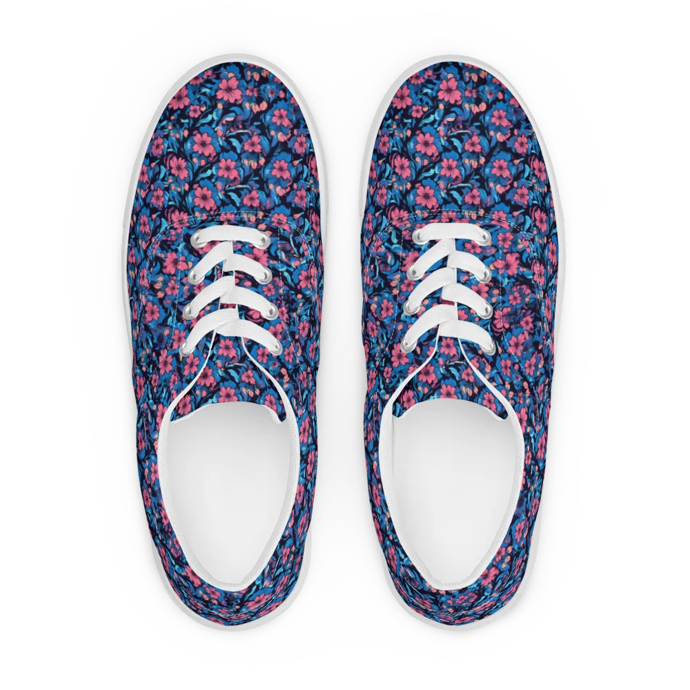 Neon Nightgarden on Men's Lace-Up Canvas Shoes — Front