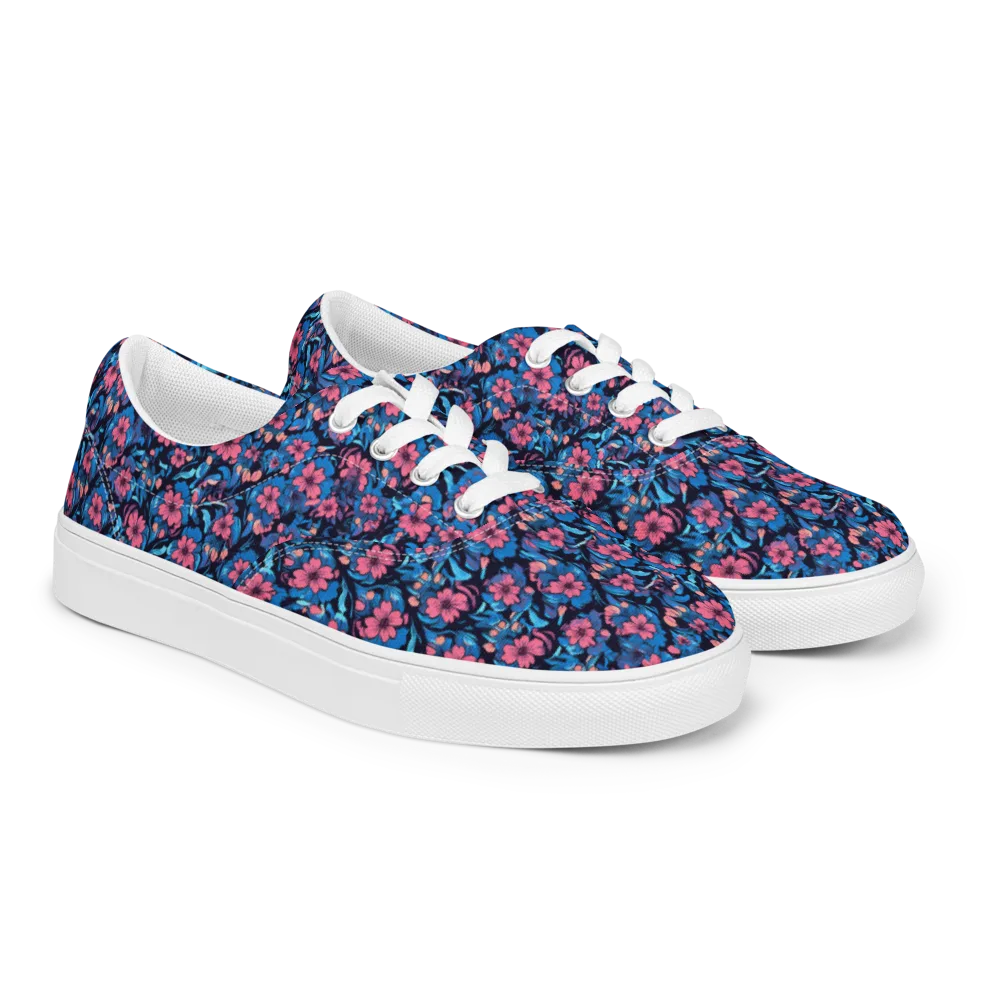 Neon Nightgarden on Men's Lace-Up Canvas Shoes — Right Front