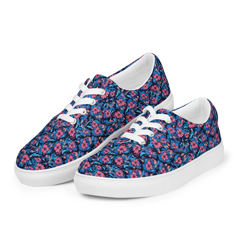 Neon Nightgarden on Men's Lace-Up Canvas Shoes — Left Front