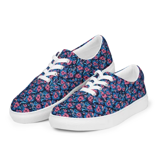 Neon Nightgarden on a Men's Lace-Up Canvas Shoes