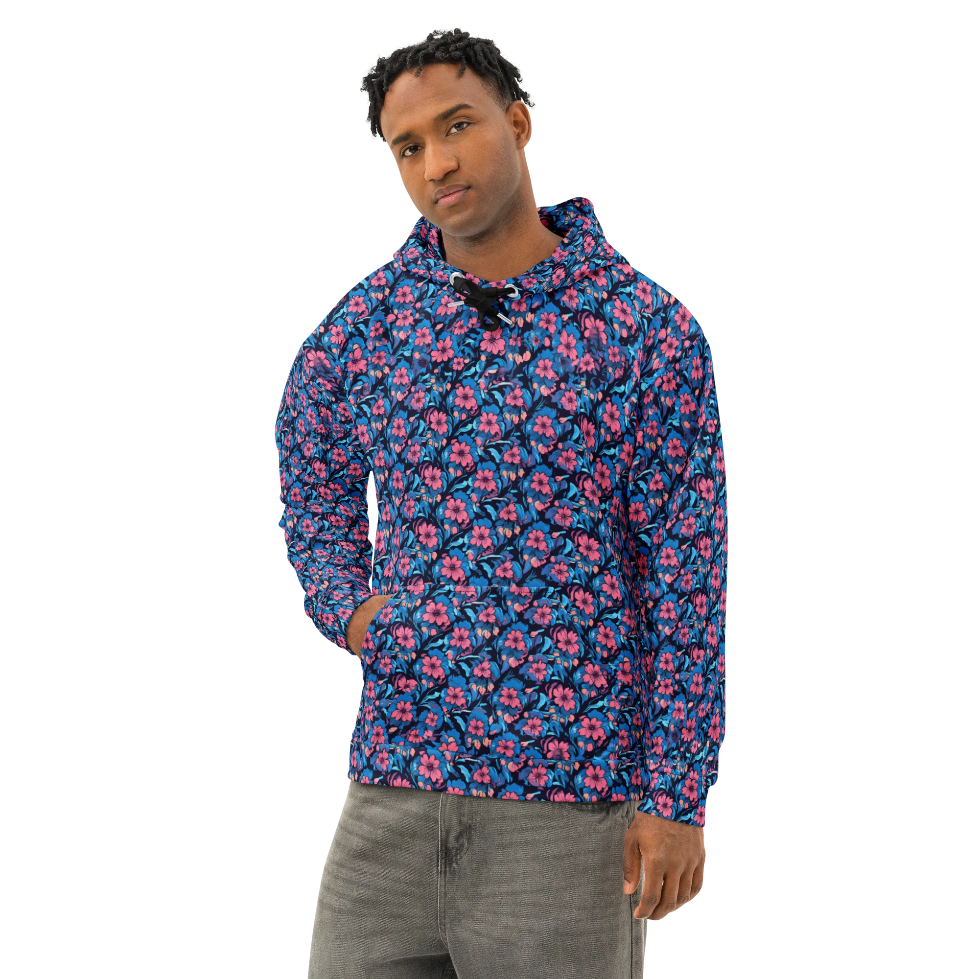 Neon Nightgarden on Cotton Hoodie — Left Front