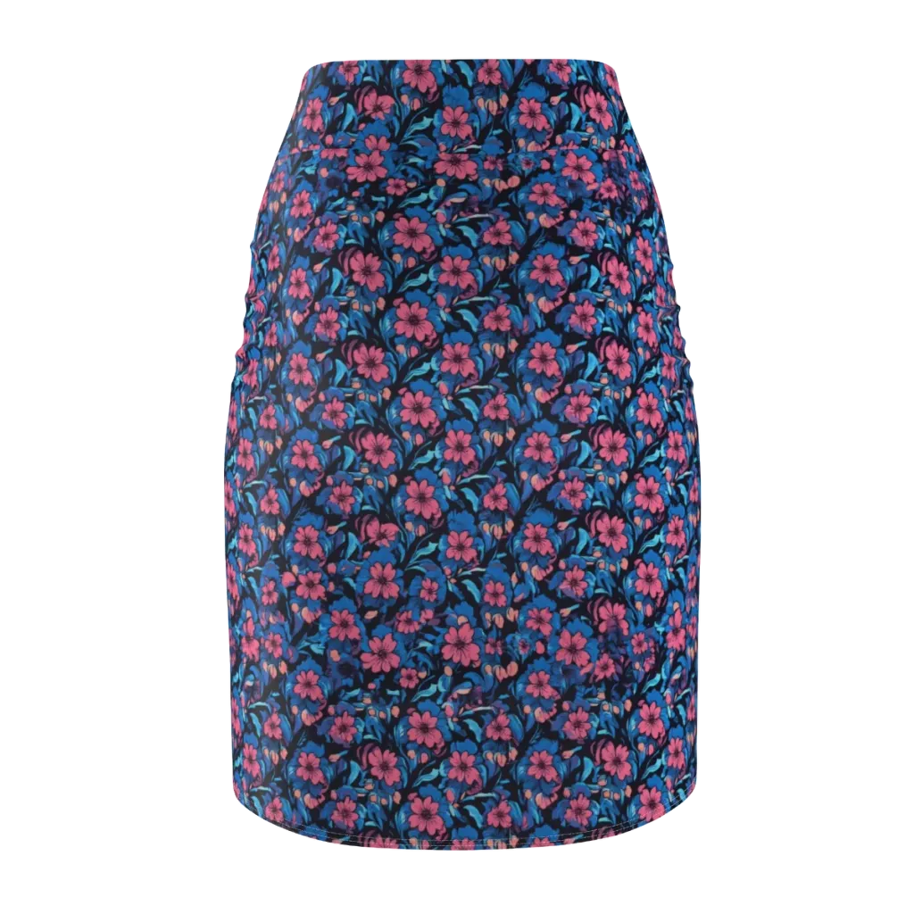 Neon Nightgarden on Pencil Skirt — Back