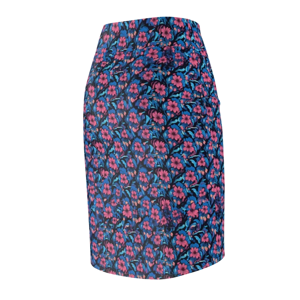 Neon Nightgarden on Pencil Skirt — Back Side