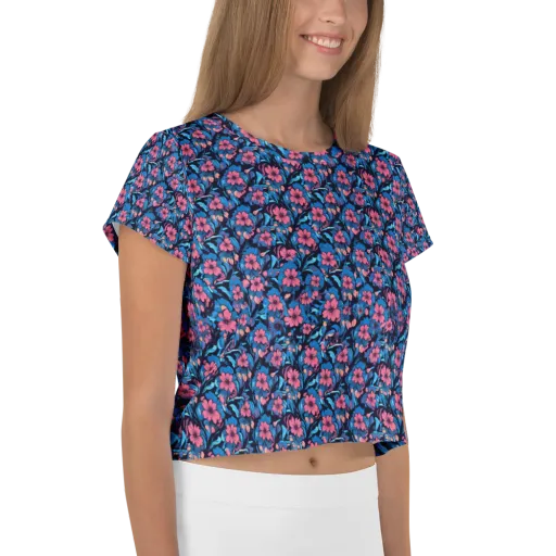 Neon Nightgarden on a Crop Tee