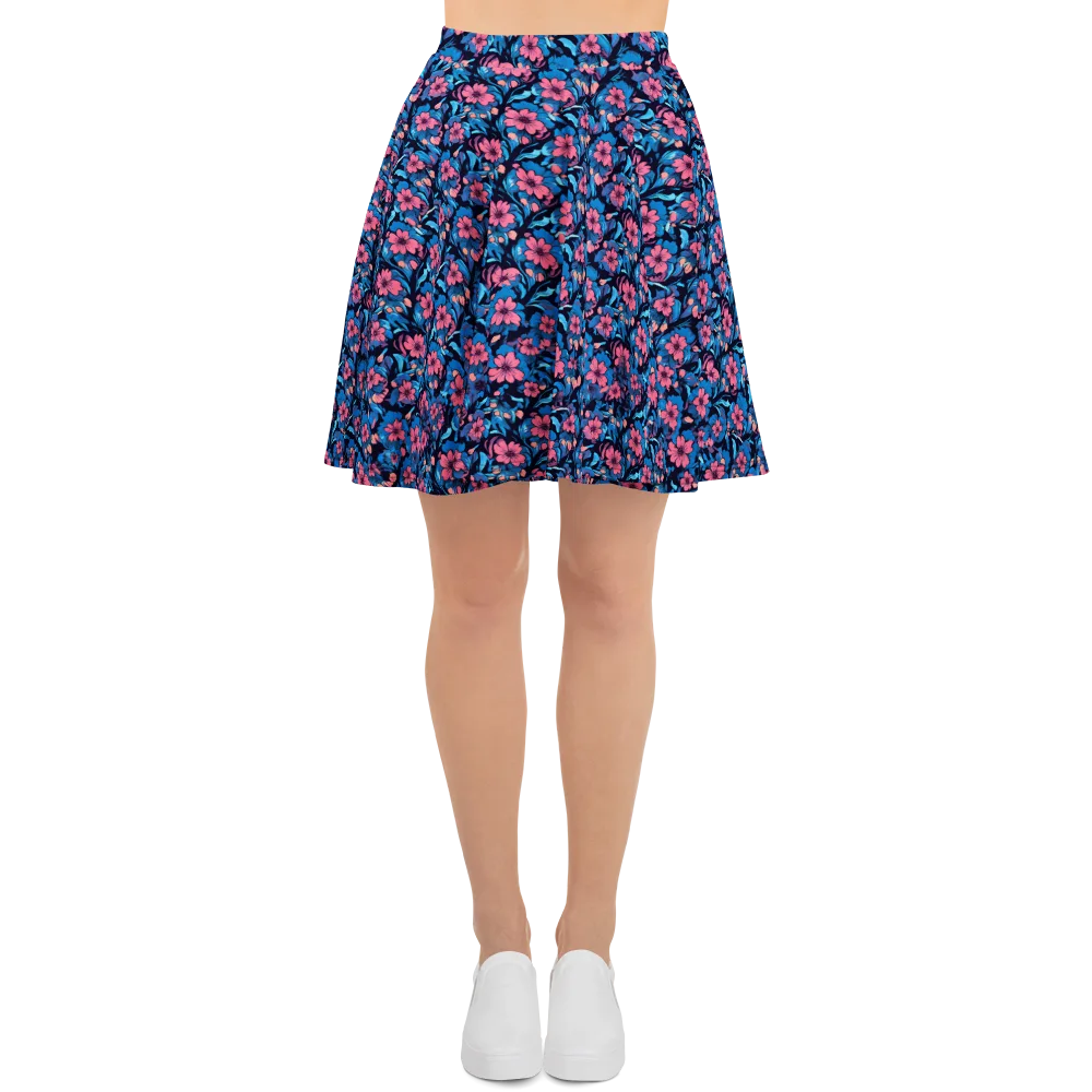 Neon Nightgarden on Skater Skirt — Front