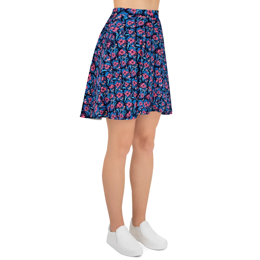 Neon Nightgarden on Skater Skirt — Right