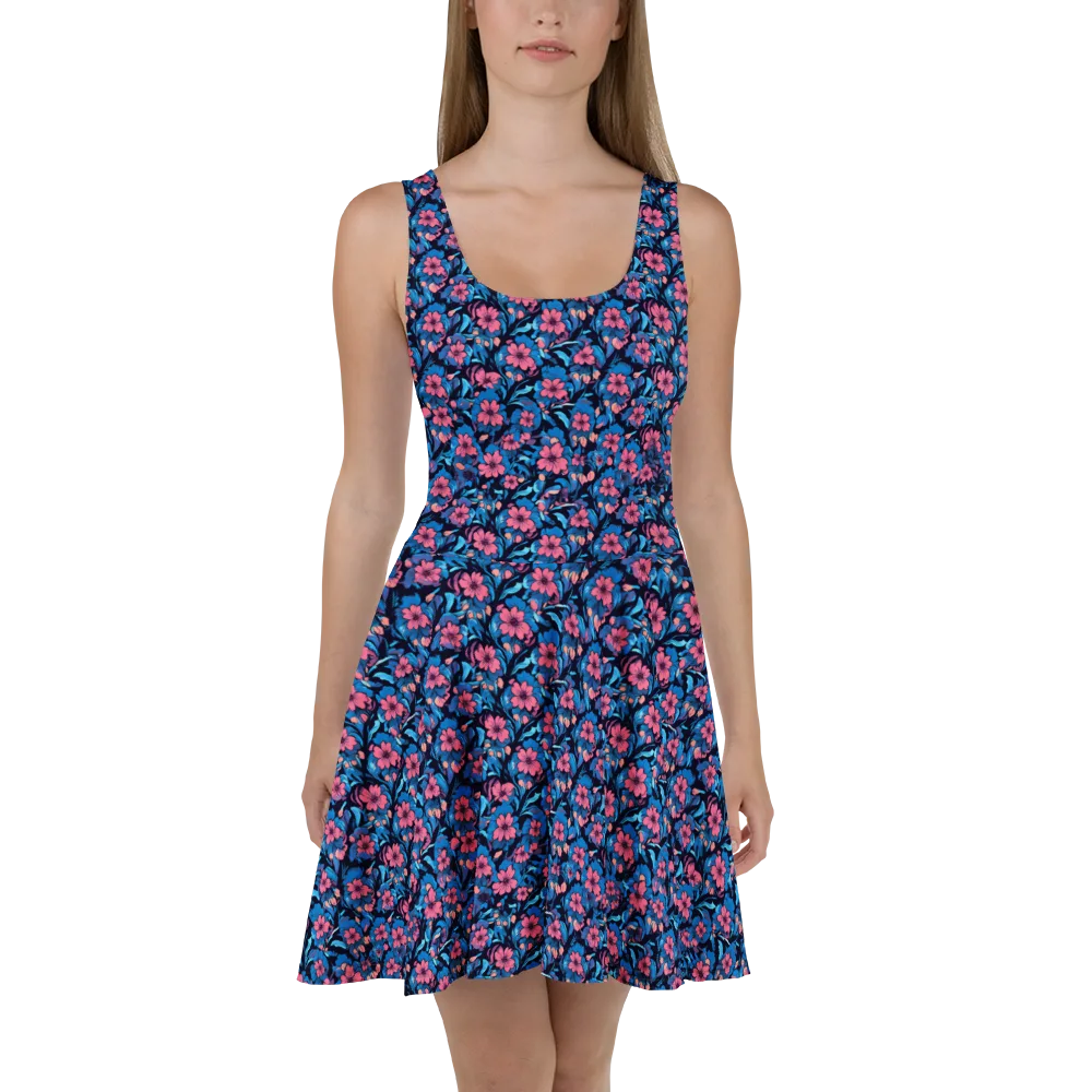 Neon Nightgarden on Skater Dress — Front