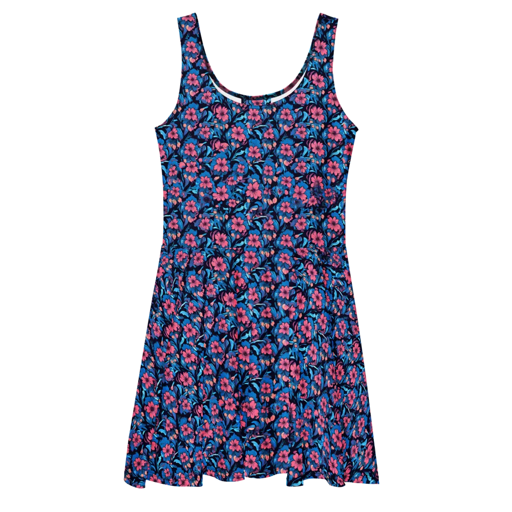 Neon Nightgarden on Skater Dress — Front