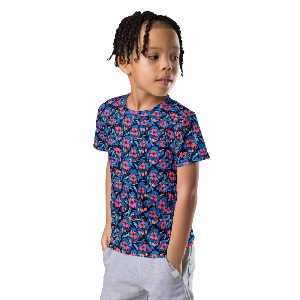 Neon Nightgarden on Kids Crew Neck T-Shirt — Left Front