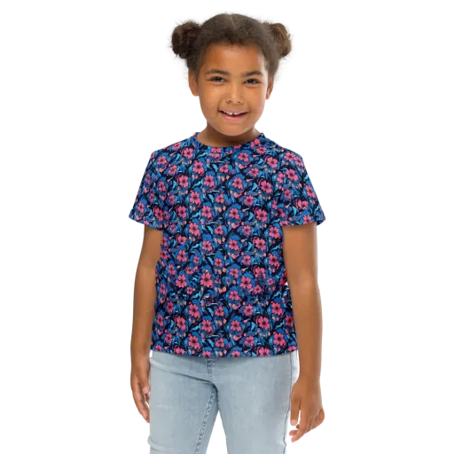Neon Nightgarden on a Kids Crew Neck T-Shirt