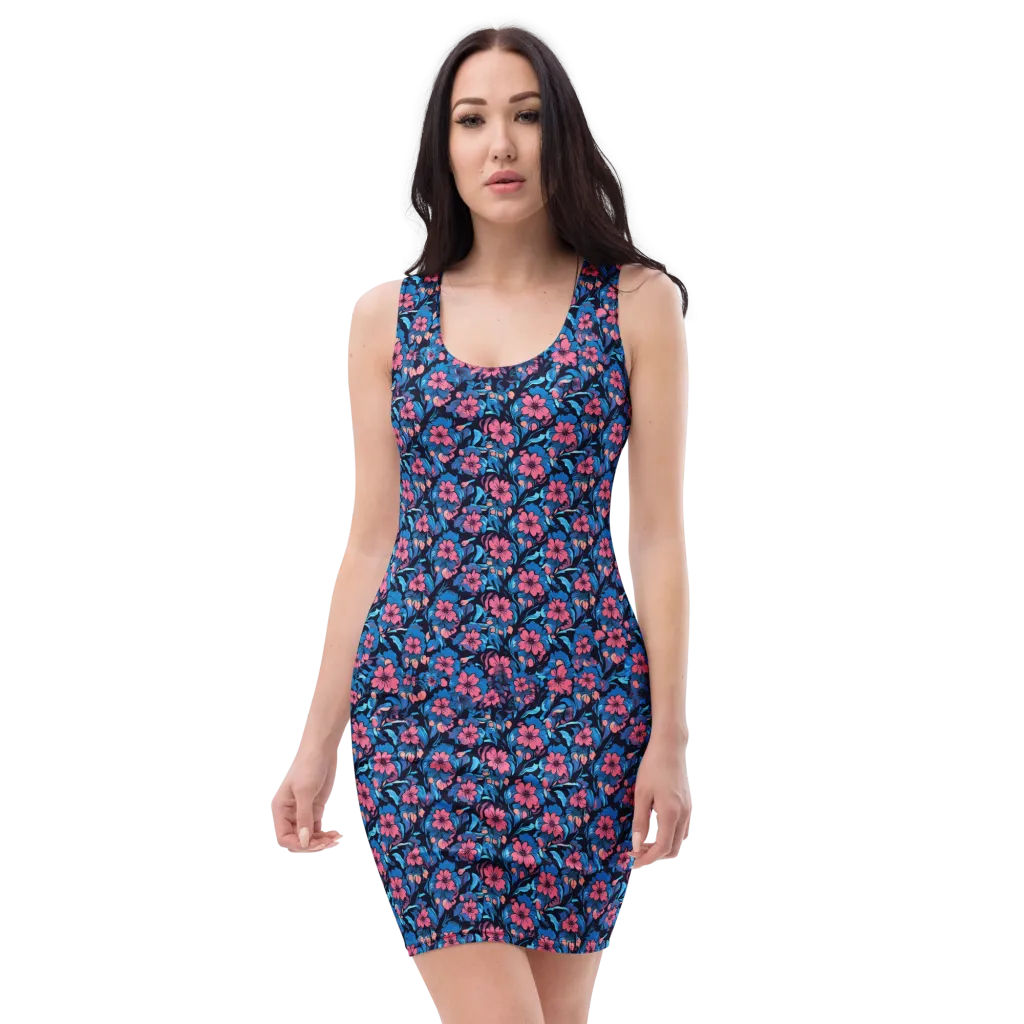 Neon Nightgarden on Bodycon Dress — Front
