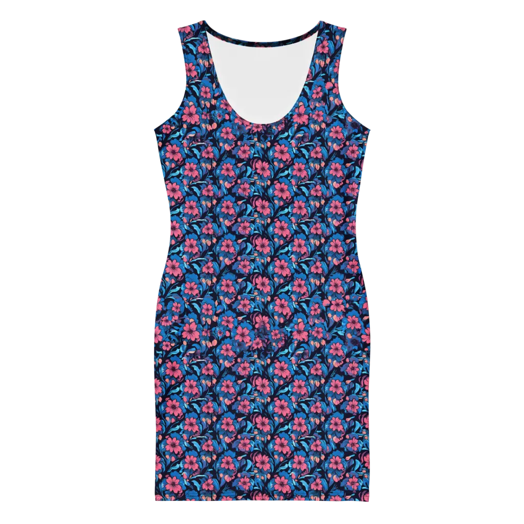Neon Nightgarden on Bodycon Dress — Front