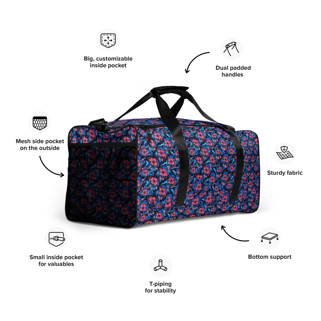 Neon Nightgarden on Duffle Bag — Right Front